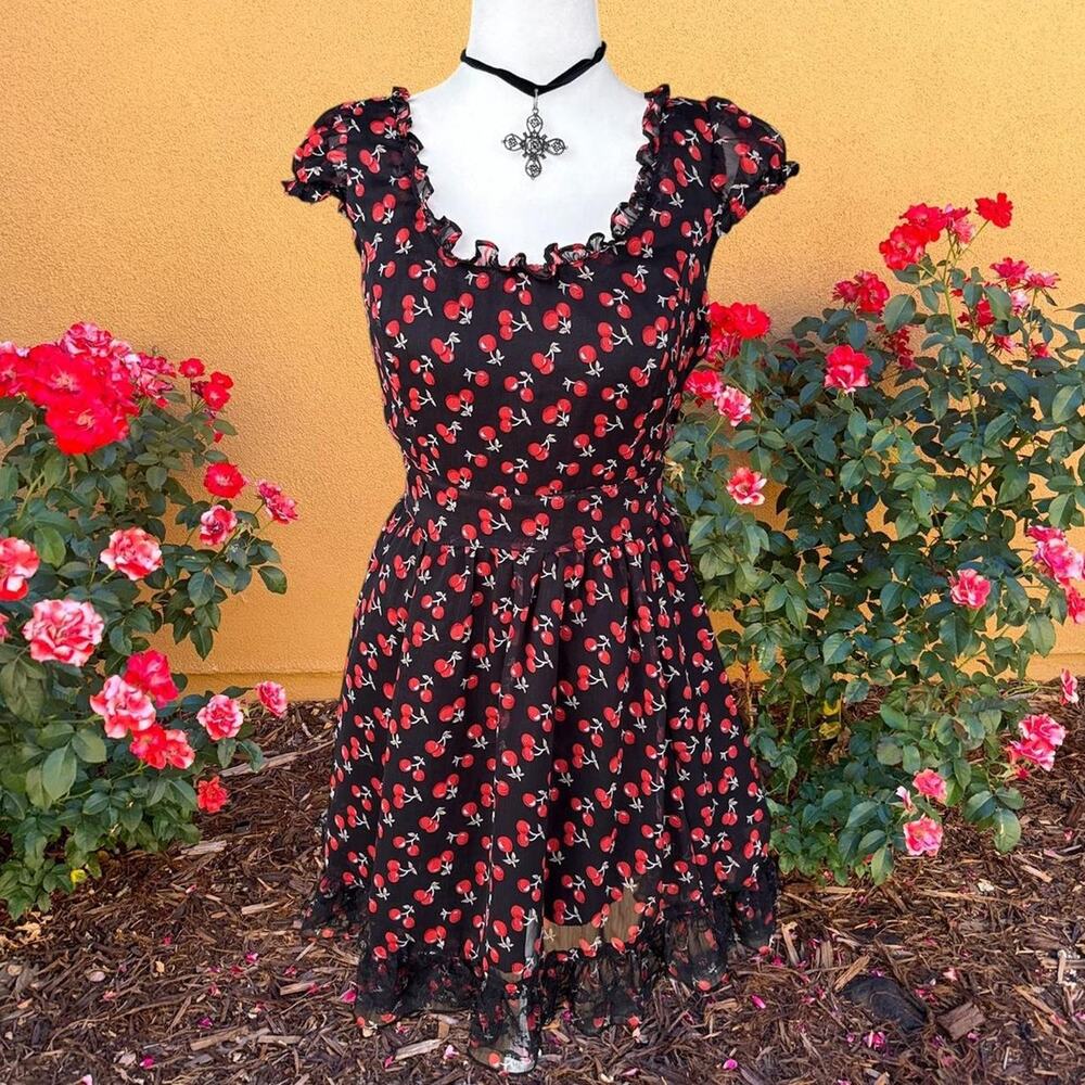 Tripp nyc vtg cherry print babydoll dress